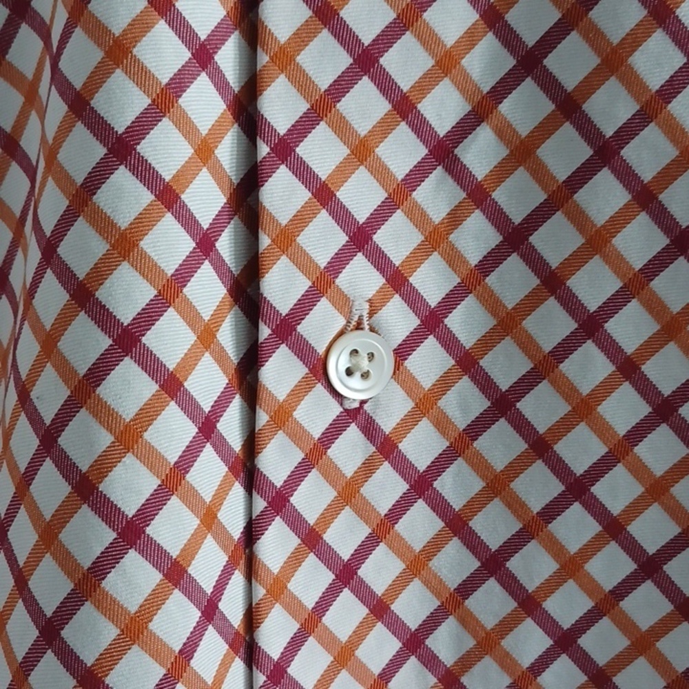 BANANA REPUBLIC High Collar, Button-Down Shirt - Orange and Maroon Pattern - Picture 6 of 9